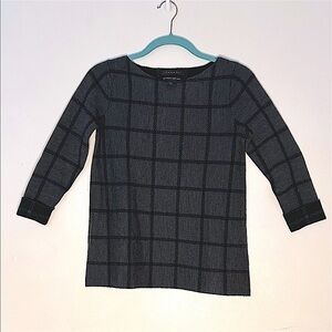 TAHARI Merino Sweater Women’s Black and Grey Checkered Size XS